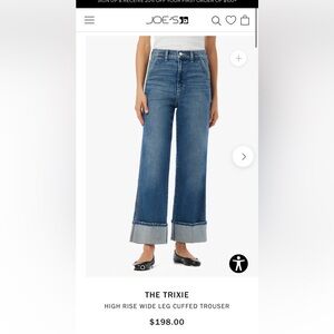 Joe’s Jeans The Trixie HIGH RISE WIDE LEG CUFFED TROUSER in First Bite size 28